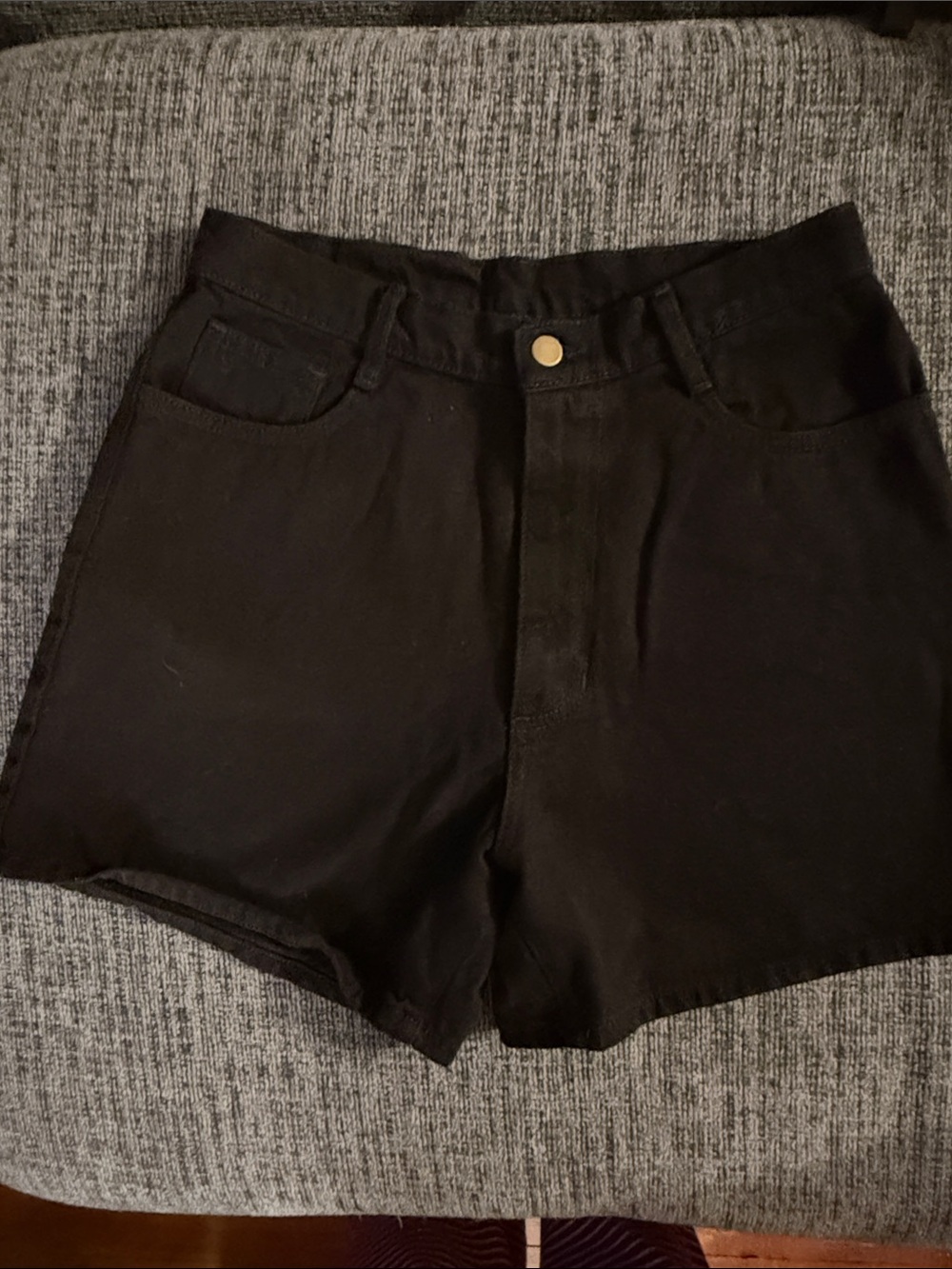 Los Angeles Apparel 100% Cotton Black Denim High-Waist Shorts 5 in inseam